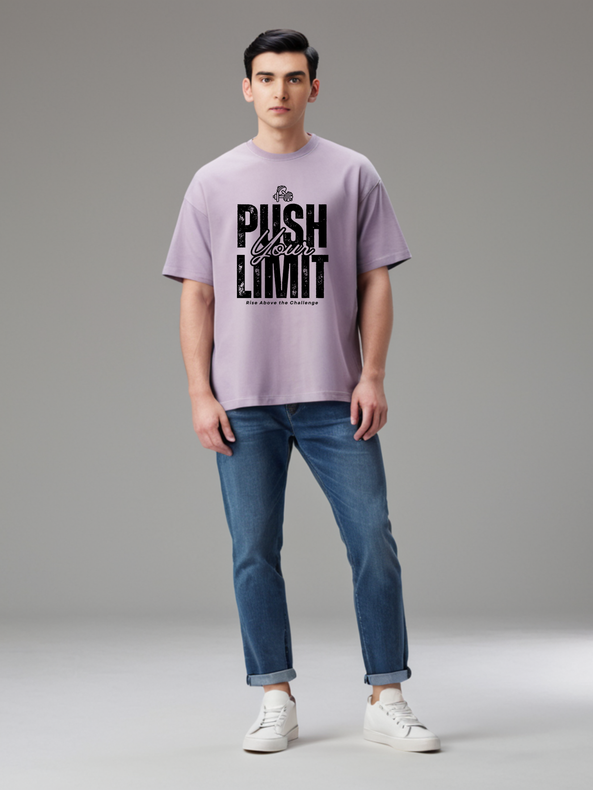 Men’s Lavender Graphic T-Shirt – Push Your Limit Design