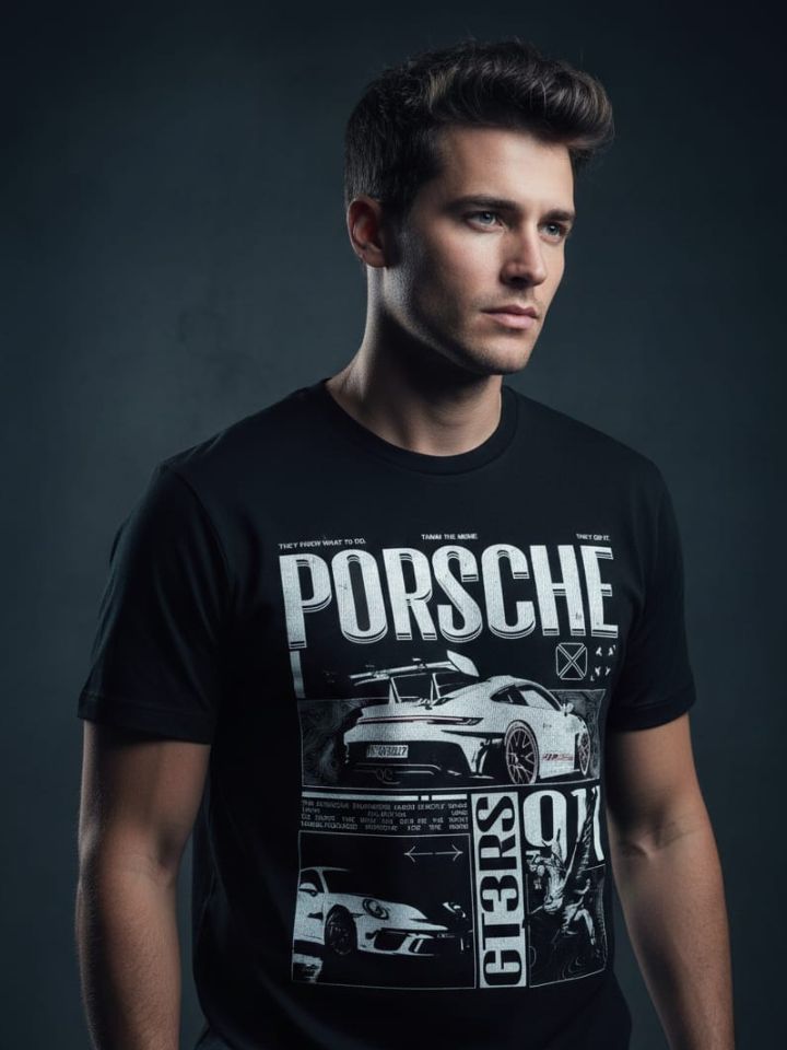 Men’s Black Porsche Graphic T-Shirt